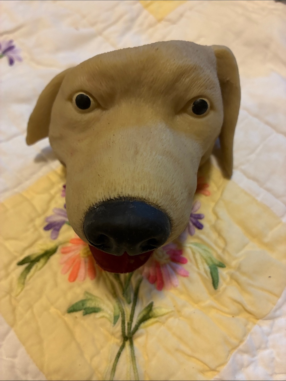 Beige Dog Head Hand Puppet- Soft Rubber